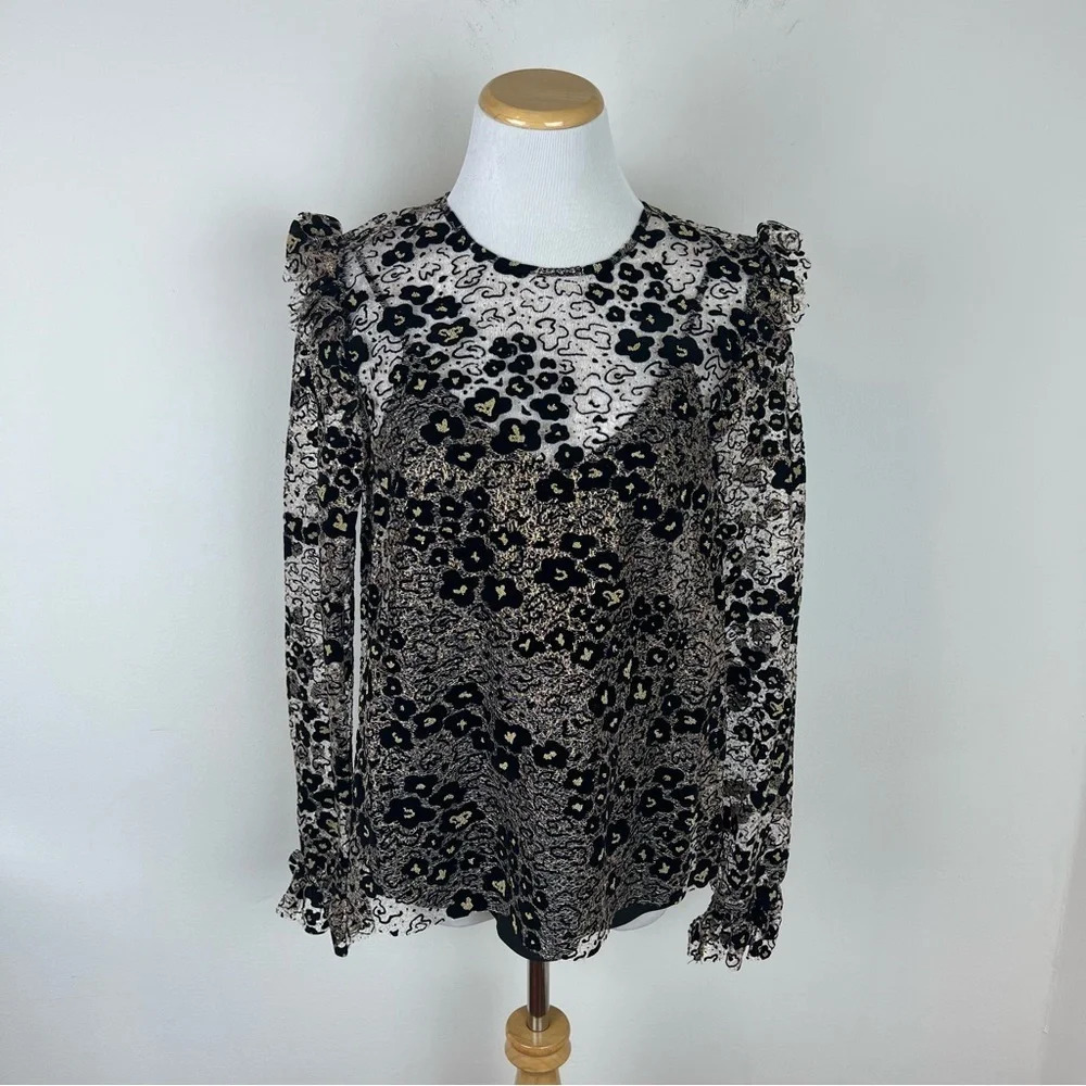 Opening Ceremony Lace Gold Black Top Size 2